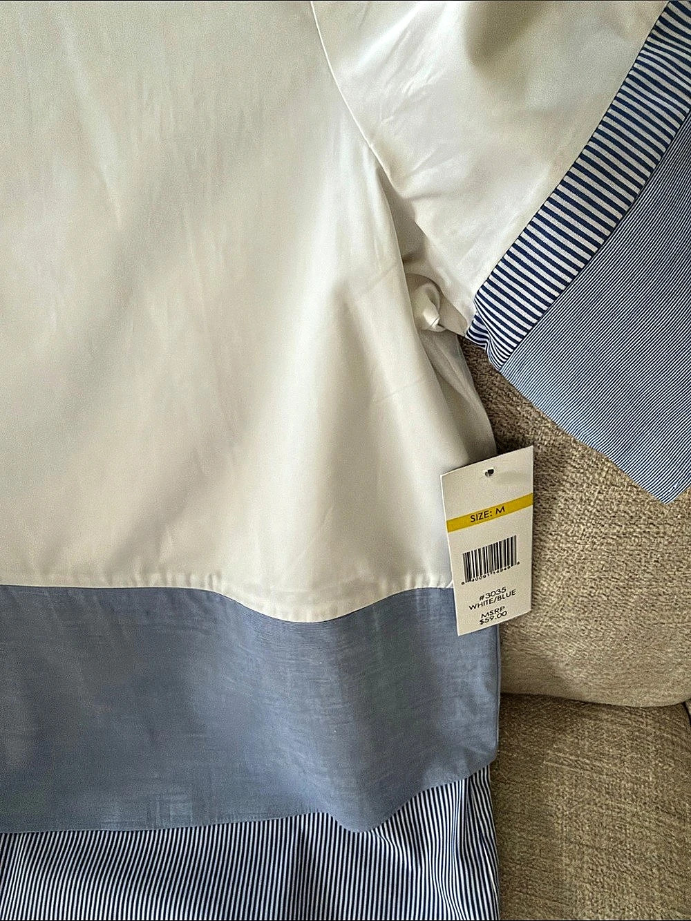 NWT Alexander Jordan Color Block Blouse in White & Blue - Picture 2 of 7